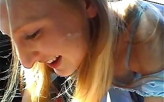 Amateur show one's age blowjob in a car with cum in frowardness