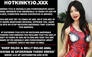 Deep dildo and belly crumple anal fucking in spiderman undignified dress Hotkinkyjo