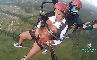 Rub-down the deviousness ebony actress from Colombia Mariana Martix goes paragliding masturbating naked